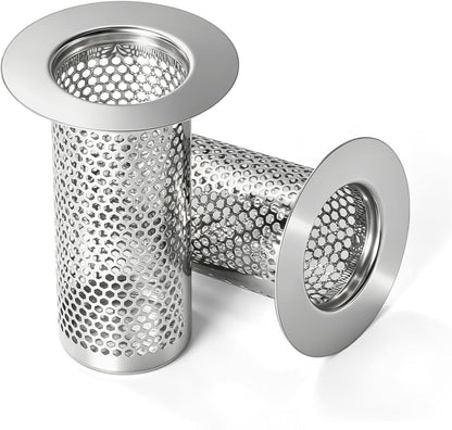 Bathroom Sink Drain Strainer, 304 Stainless Steel Hair Catcher for Bathtub Shower Floor Drain, Bathtub Drain Cover Strainer Basket Fit 1.1" to 1.97" Drain Hole (2PCS)