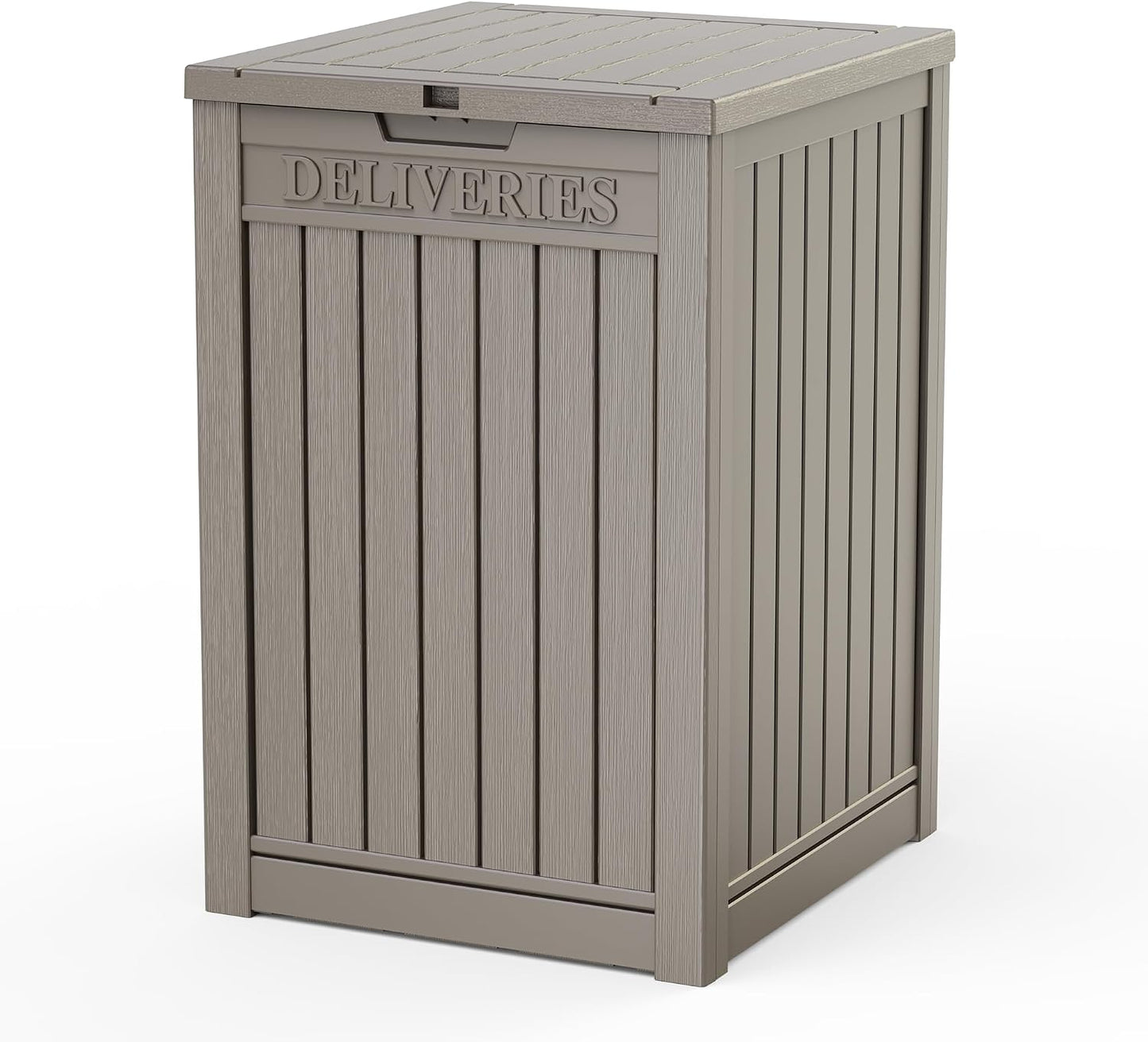 EasyUp 33 Gallon Resin Deck Box Waterproof, UV Resistant Outdoor Storage Box for Delivery, Porch, Patio and Garden, Stripe Black