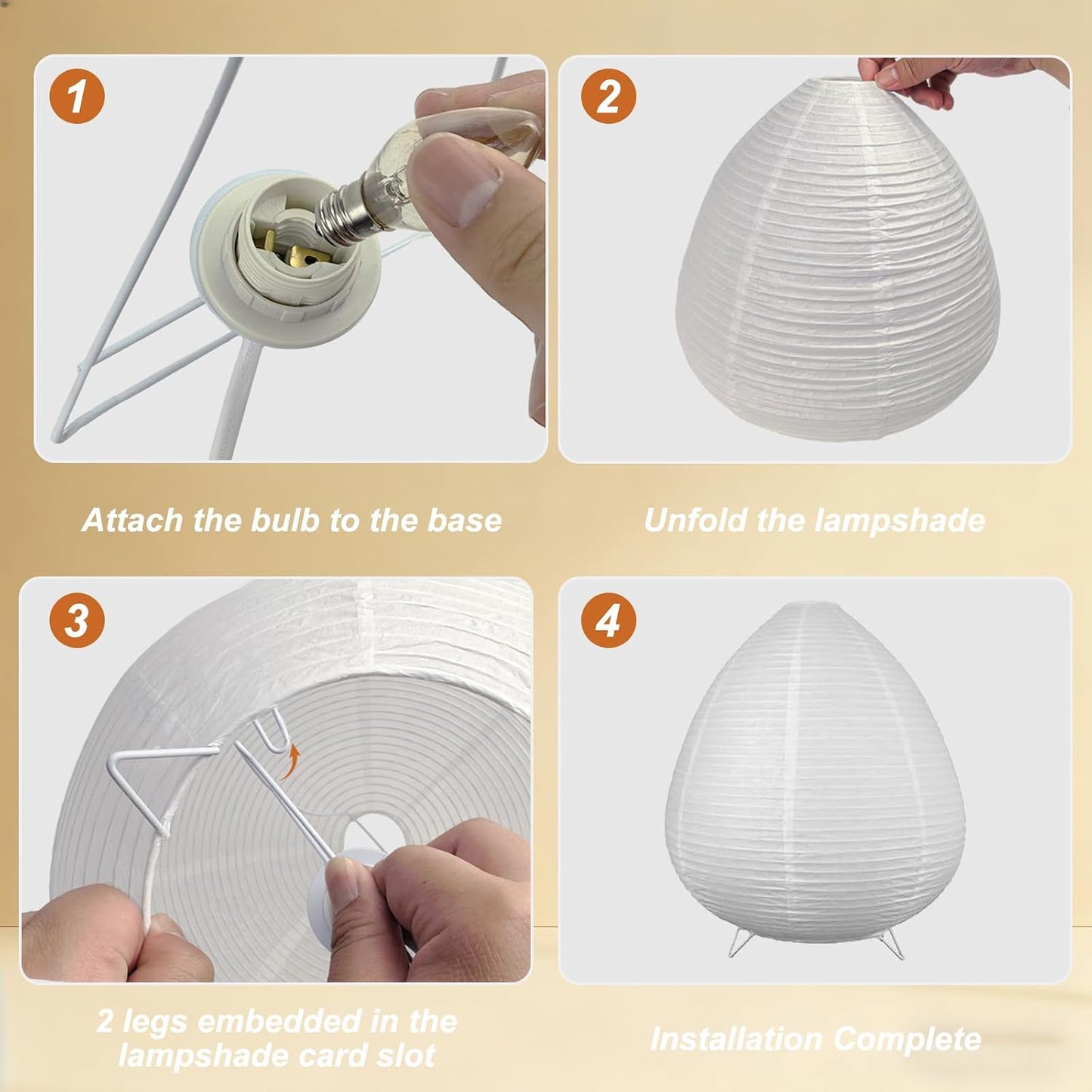 YY YEARCHY Rice Paper Table Lamp 15.3-inch Tall | Push-Button Switch E12 Base Warm Glow Desk Lamp for Bedroom Living Room Office