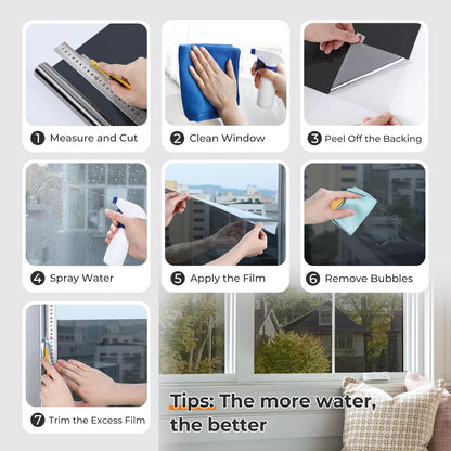 DOWELL Window Privacy Film, Frosted Glass Window Film, Static Cling Non-Adhesive Glass Clings, Sun Blocking Opaque Coverings, Reusable Door Stickers for Bathroom Home Office, Pure, 17.5" x 78.7"