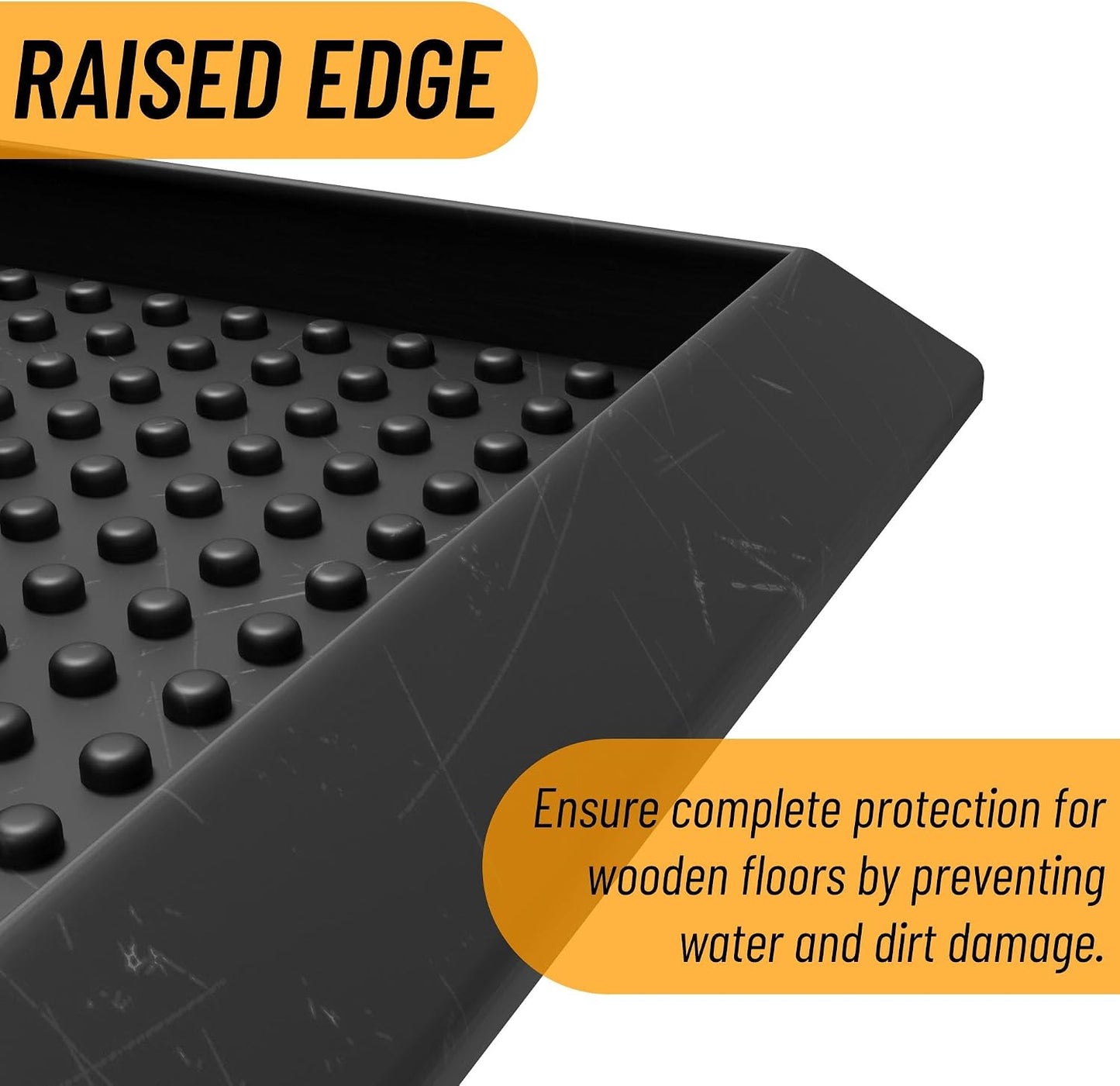 Ottomanson Indoor/Outdoor Boot Tray Non-Slip Rubber 16" x 32" Modern Entryway Mat for Entryway, Patio, Backyard, Garage, 16" x 32", Black