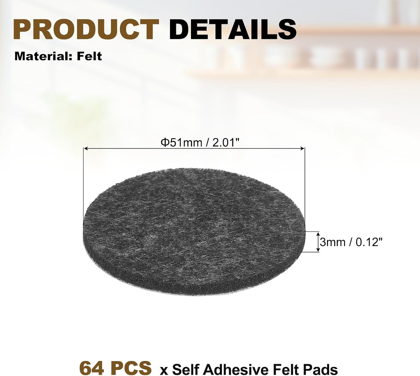 uxcell 32Pcs Non Slip Furniture Pads, 3" Round Self Adhesive Felt Bumpers Noise Reducing Furniture Feet Floor Protector for Chairs Tables Furniture Legs (White 0.2" Thick) - Colors A
