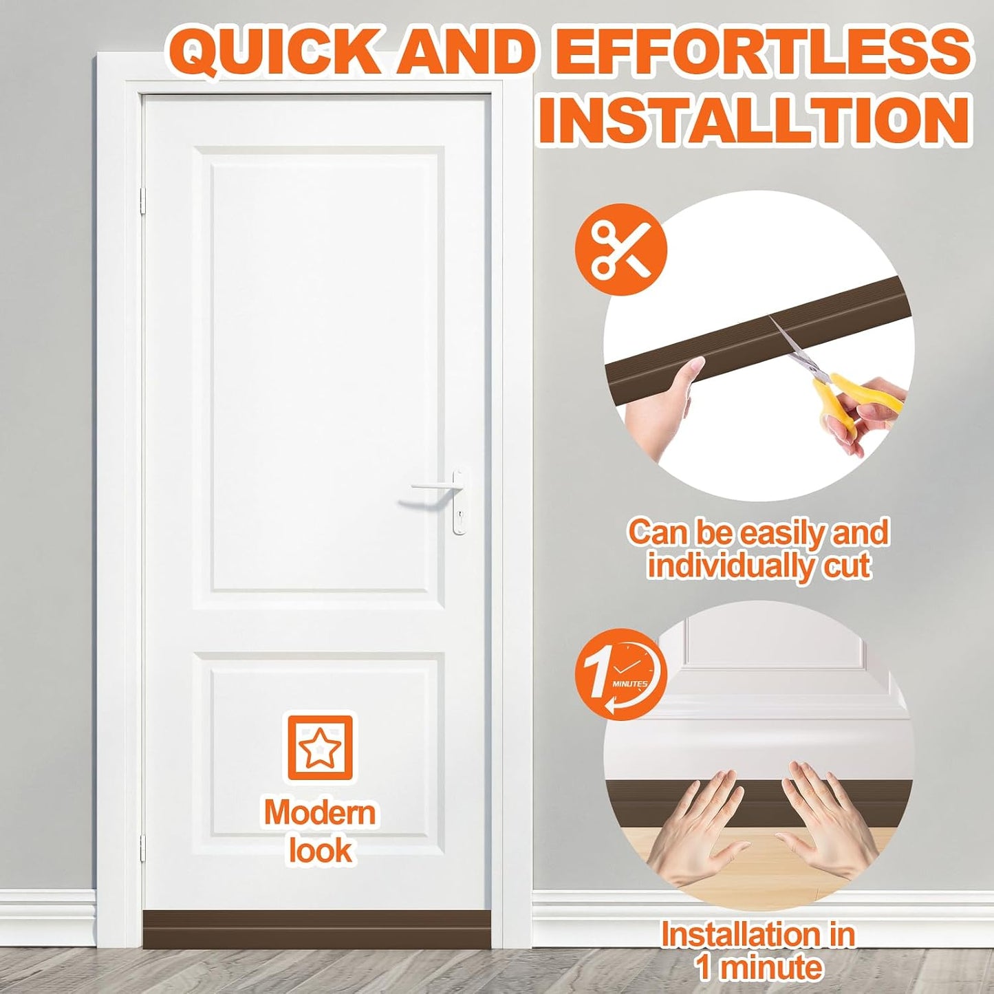 Door Draft Stopper, Door Sweep for Bottom of Door, Weather Stripping Door Seal Gap Filler Bottom Blocker Soundproof Cold Air Insulation Save Energy Installs Quickly and Easily (White, 39‘’)