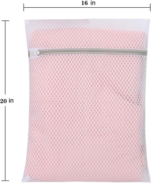 Mesh Laundry Bags for Delicates,16 x 20 Inches Honeycomb Zippered Washing Bags for Lingerie and Delicate Garments, 3 Pack