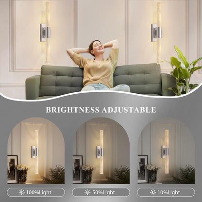 camuucci Battery Operated Wall Sconces Set of 2 Rechargeable Battery Powered Wall Light with 12000mAh Not Hardwired Dimmable Wall Lamp Fixtures for Bedroom Living Room Gold 15.3 Inches