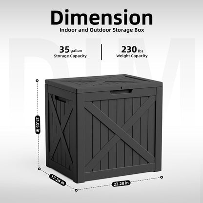 EasyUp 50 Gallon Outdoor Storage Box Waterproof Lockable Deck Boxes | UV Resistant Resin, for Garden Tools Cushions Patio Equipment, 300 lbs Capacity, Portable Design, Easy 16-Min Assembly