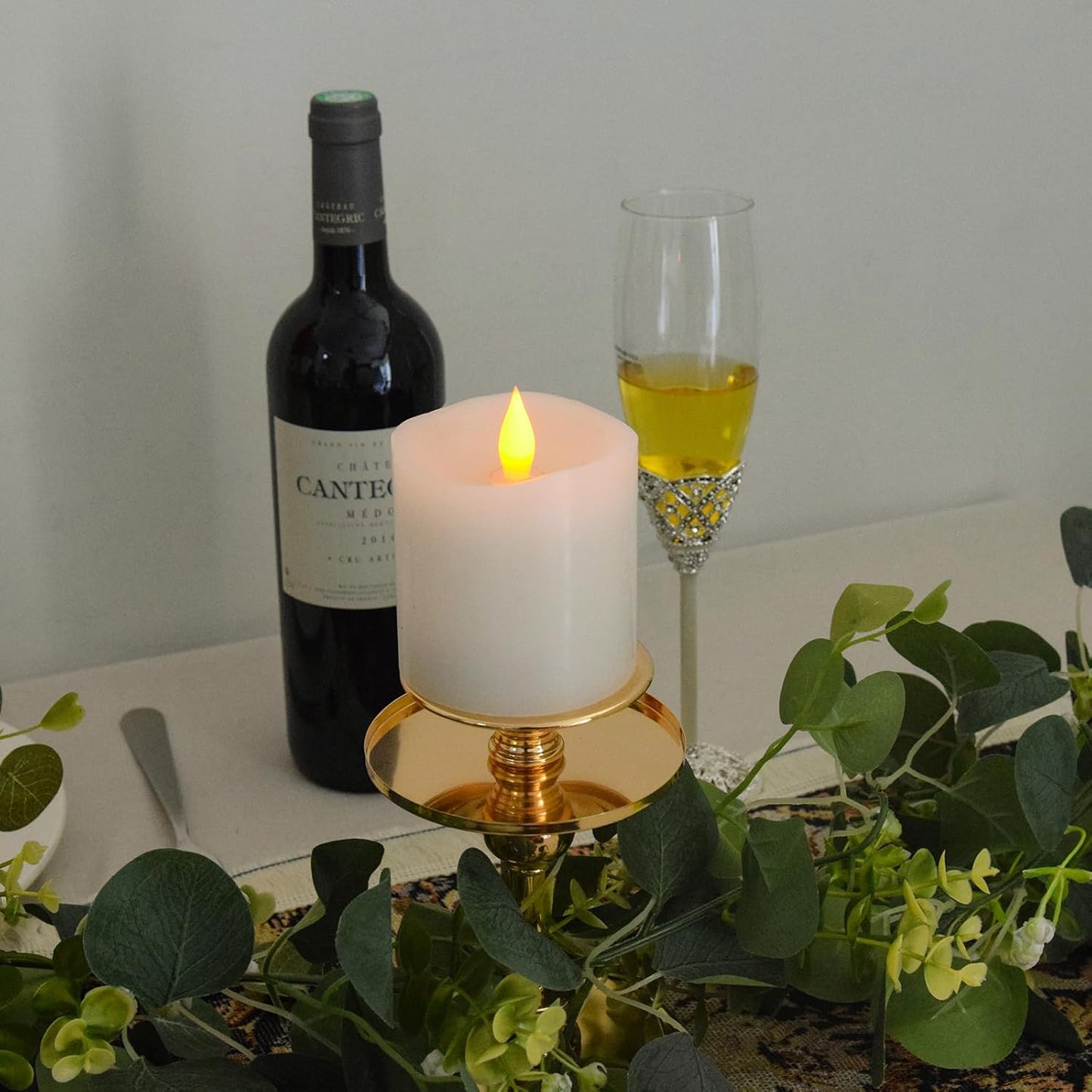 3x3 Flameless Candles with Remote Set of 2, 3 inch Battery Candles Flickering with Timer, LED Pillar Candle for Indoor/Outdoor, White