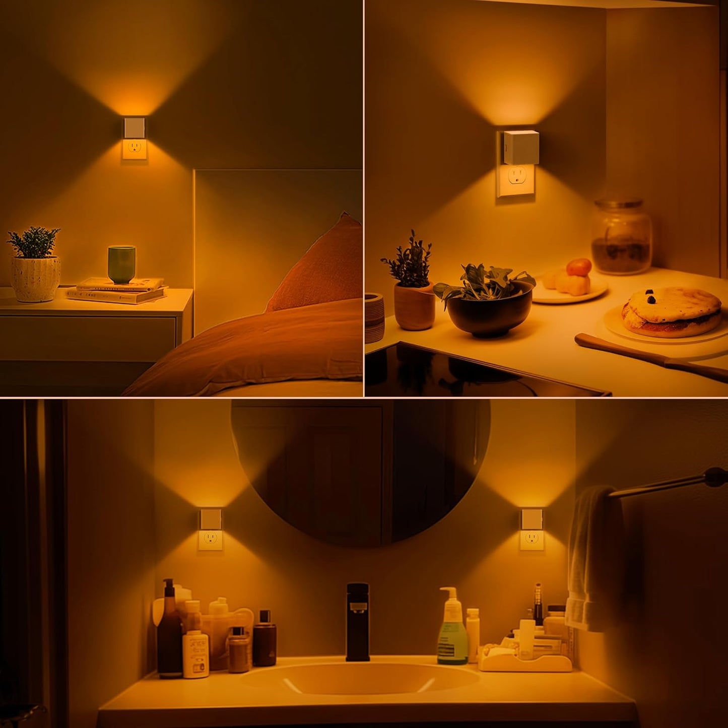 DORESshop LED Motion Sensor Night Light [2 Pack], Plug in Night Light, Dusk to Dawn Night Light Motion Sensor, 3 Level Brightness Adjustable Night Lights for Adults, Bedroom, Bathroom, Hallway, 3000K