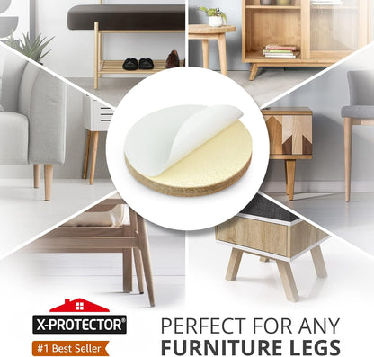 24 Heavy-Duty Felt Furniture Pads 1” 1/4” Thick X-Protector! Square Felt Pads for Furniture Feet - The Best Felt Floor Protectors for Furniture to Prevent Scratches. Protect Your Hard Floor! (Brown)