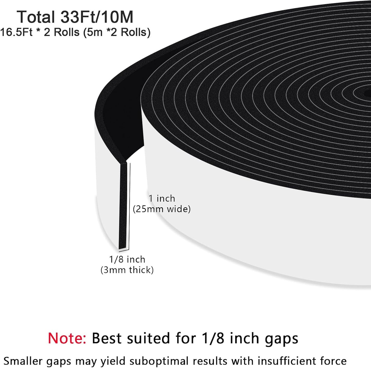 Upgraded Strong Adhesive Foam Weather Stripping Door Seal Insulation Tape for Insulating Door,Window, Air Conditioner Noise-Reduction Self Adhesive Sealing Weatherstrip (1 in x 1/2 in x 10 Ft) - Colors B