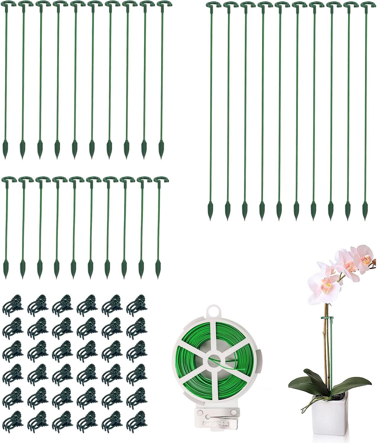 Pack of 30 Small Plant Stakes for Indoor Plants | 3 Size 6.7/10.7/14.6/ Inches Single Stem Plant Support Stakes for Phalaenopsis/Orchid Flower/Roses/Chrysanthemum/Succulent