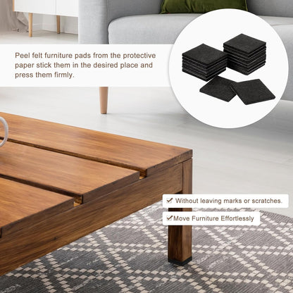 uxcell Furniture Pads, 16Pcs 2.5" - Square Self Adhesive Felt Furniture Pads, Floor Protectors for Furniture Feet Chairs Legs Hardwood Floors (Brown)