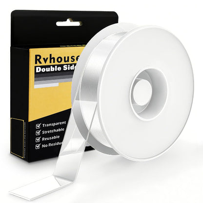 Heavy Duty Double Sided Tape, 1.18 x 80 in, Clear, 1 Pack | Removable washable nano gel holds 6 lbs per 4 sq in; protective case for carpet, posters, pictures, home office and RV
