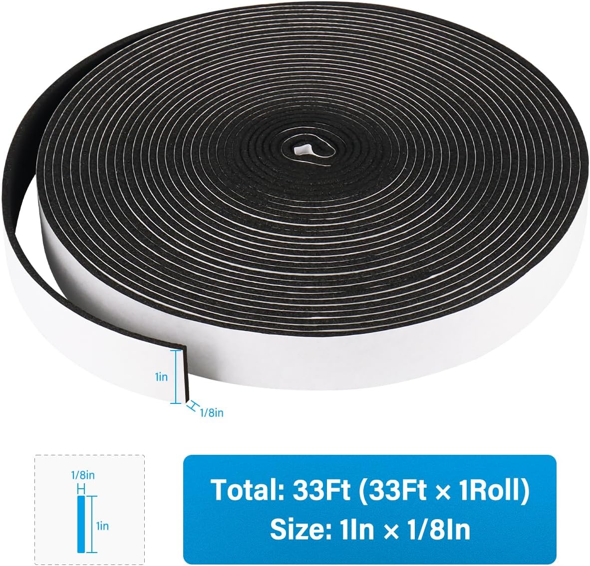 DGSL Foam Insulation Tape, 1/2In x 1/4In x 33Ft Weather Stripping Door Seal Strip for Doors and Windows,Sliding Door,Sound Proof Soundproofing Door Seal,Weatherstrip,Air Conditioning Seal Strip