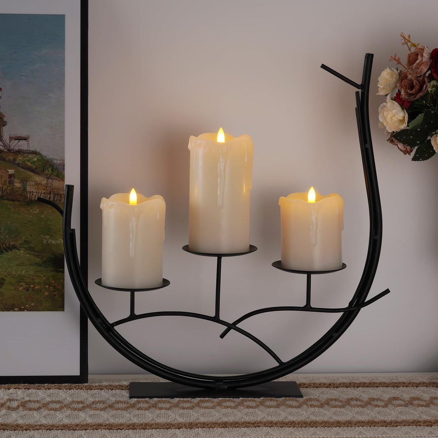 Homemory Dripping Wax Flameless Candles, Battery Operated Candles with Remote Control and Timers, LED Pillar Candles, Electric Fake Candles, 3" x 6", Set of 2