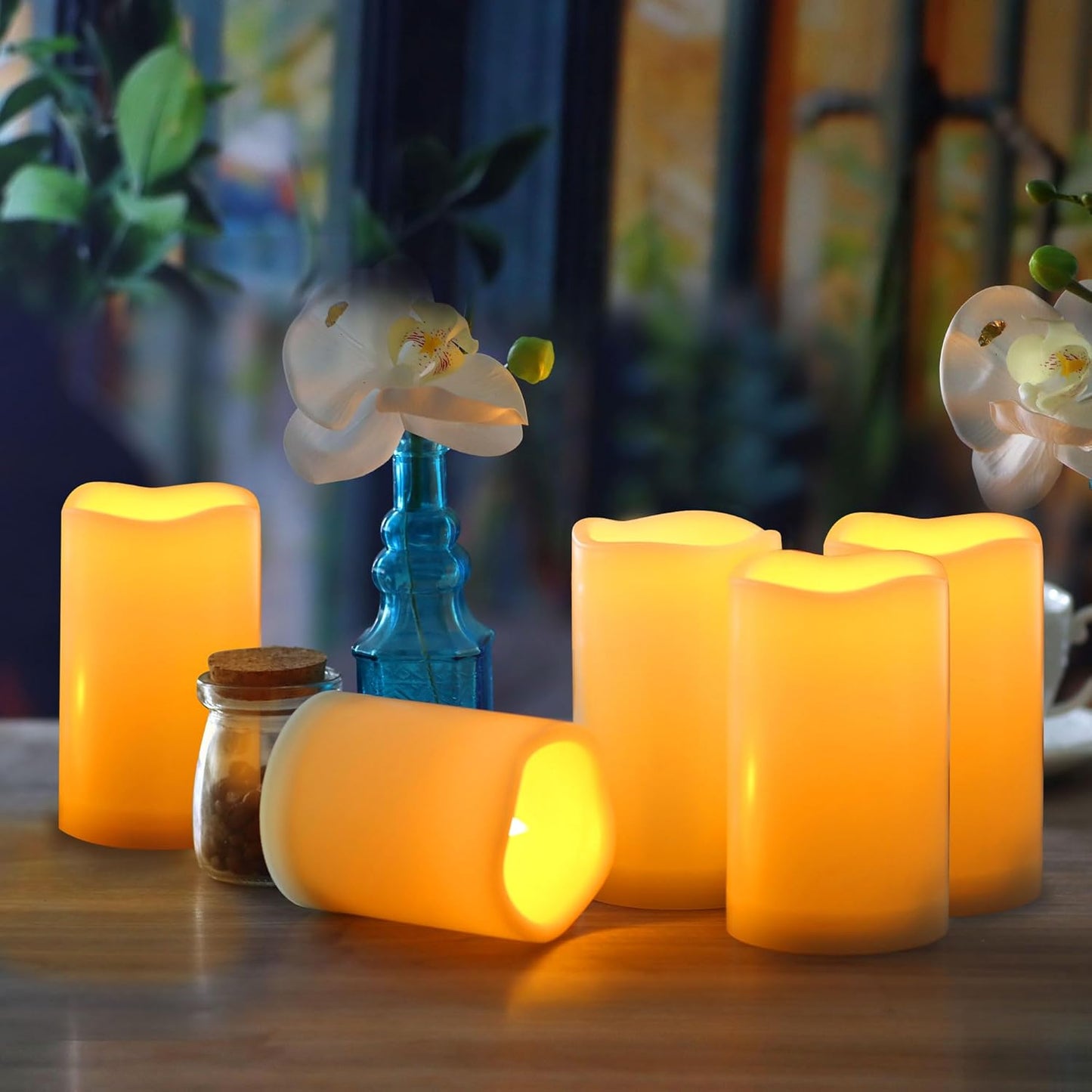 CANDLE CHOICE Waterproof Outdoor Battery Operated Flameless Candles with Remote Timer Plastic Flickering Fake Electric LED Pillars for Lantern Garden Wedding Christmas Decorations 3x4 Inches 3 PCS