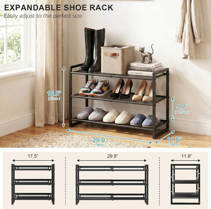 Garden 4 you Shoe Rack - Expandable Shoe Organizer for Closet, Metal Shoe Shelf Organizer, Stackable Adjustable Shoe Storage Shelf for Entryway, Garage, Door Entrance (2-Tier)