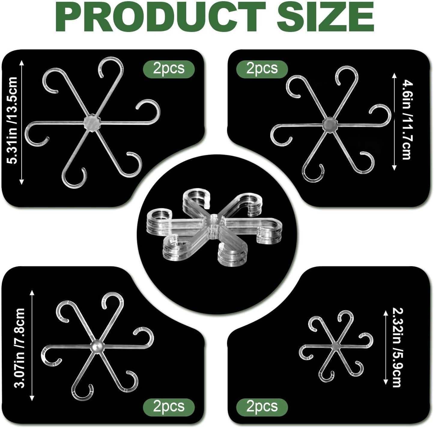 8 Pack Upgraded Plant Stem Support, Clear Plant Support for Indoor Plants, Monstera Plant Support, Reusable Plant Stabilizer, 4 Sizes Included Plant Accessories