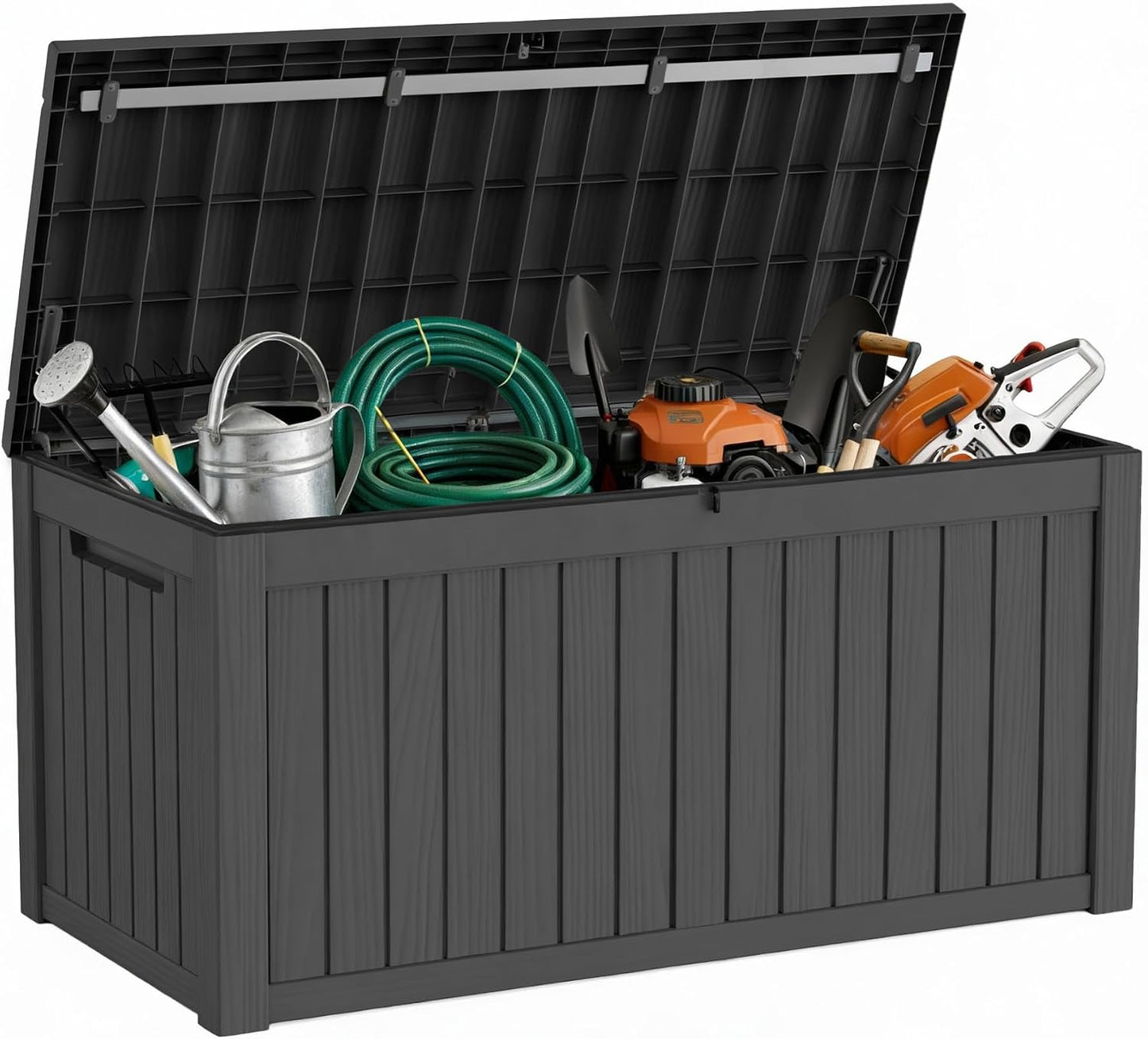 EasyUp 50 Gallon Outdoor Storage Box Waterproof Lockable Deck Boxes | UV Resistant Resin, for Garden Tools Cushions Patio Equipment, 300 lbs Capacity, Portable Design, Easy 16-Min Assembly