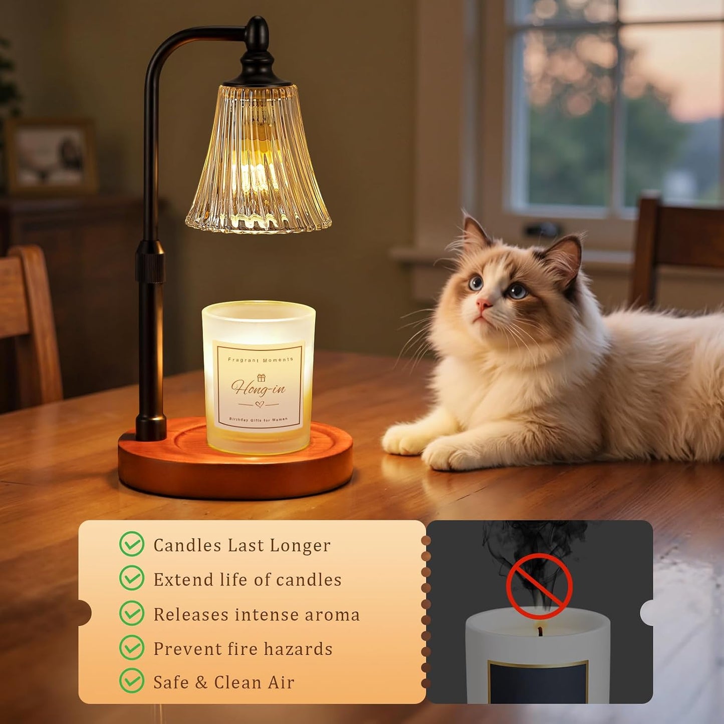 Candle Warmer Lamp with Timer Dimmable,Birthday Gifts for Women Mom Sister,Adjustable Height Wax Melt Warmer for Jar Candles,House Warming Gifts New Home,Ideal for Office,Dorm,Bedroom Home Decor