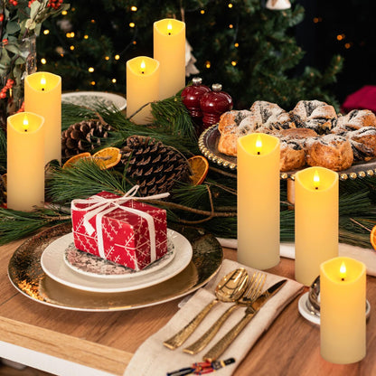 YOROXRG Set of 24 Waterproof Outdoor Flameless Candles, LED Candles with 4 Remote and Timer,(H 4" 5" 6" x D 2.2"),for Christmas,Halloween,Wedding,Festival