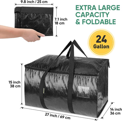 BALEINE 6-Pack Oversized Moving Bags with Reinforced Handles, Heavy-Duty Storage Tote for Clothes, Moving Supplies (Clear, 6-Pack)