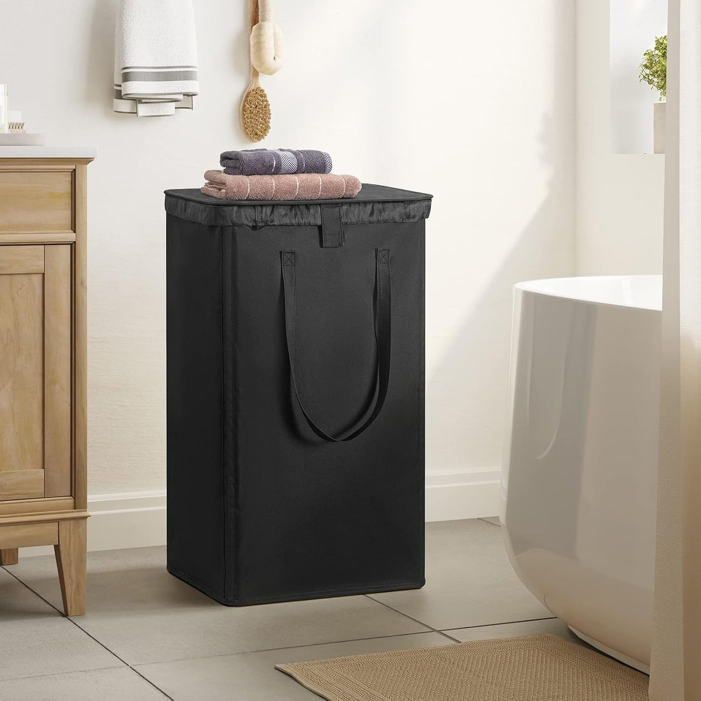 WOWLIVE 180L Laundry Hamper with Lid 3 Section,Large Laundry Basket with Removable Bags and Handles,Collapsible Dirty Clothes Hampers for Laundry,Laundry Basket Organizer for Laundry Room,Dorm,Beige