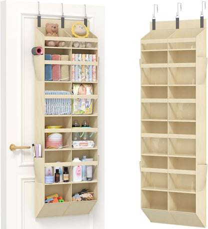 Lifewit 1 Pack Over the Door Organizer, 5 Section Clear Window Hanging Storage with 4 Side Pockets, Sturdy Anti Tilt 40 lbs Load Behind Door for Closet, Bedroom, Bathroom, Nursery, Dorm, Dark Gray