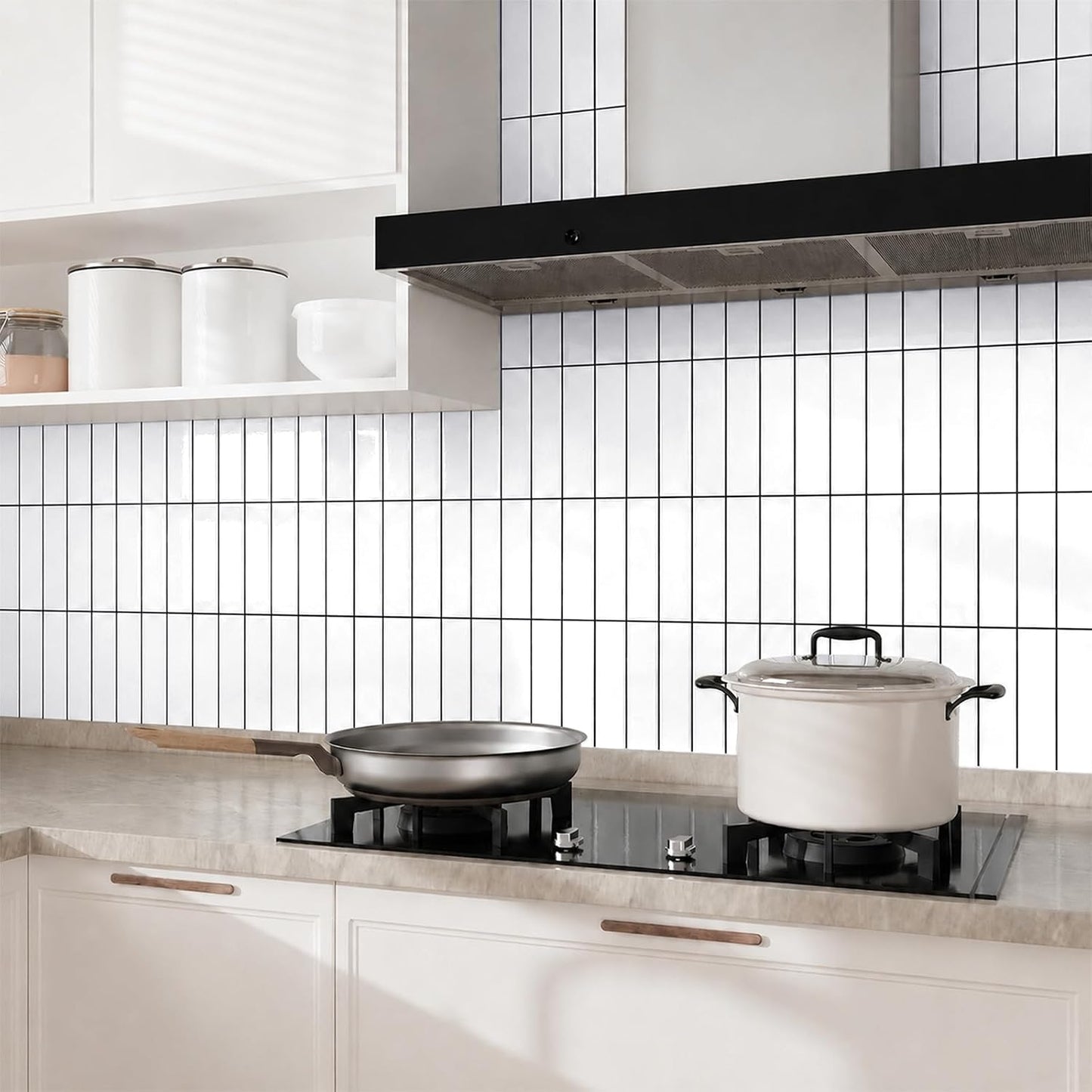 Peel and Stick Backsplash Tile for Kitchen, 10 Sheets, 11.42''x9'' | Beige Gray 3D Self Adhesive Wall Tile Back Splash for Kitchen, Bathroom, Laundry Room
