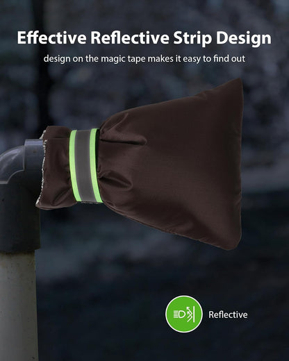 Outdoor Faucet Covers for Winter Freeze Protection, Kanosan 8.3"H X 6.7"W Thickened Reflective Outside Spigots Covers Hose Bib Insulated Sock for Winter Cold Weather, 2 Pack Black