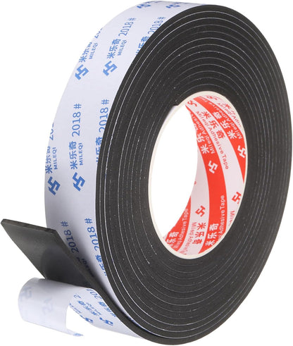 PATIKIL Sponge Rubber Foam Tape, 5/8" W x 1/8" t x 16.4ft l Self-Adhesive Foam Insulation Tape Weather Stripping for Window Door Soundproofing Weatherstrip AC Seal Strip, Black