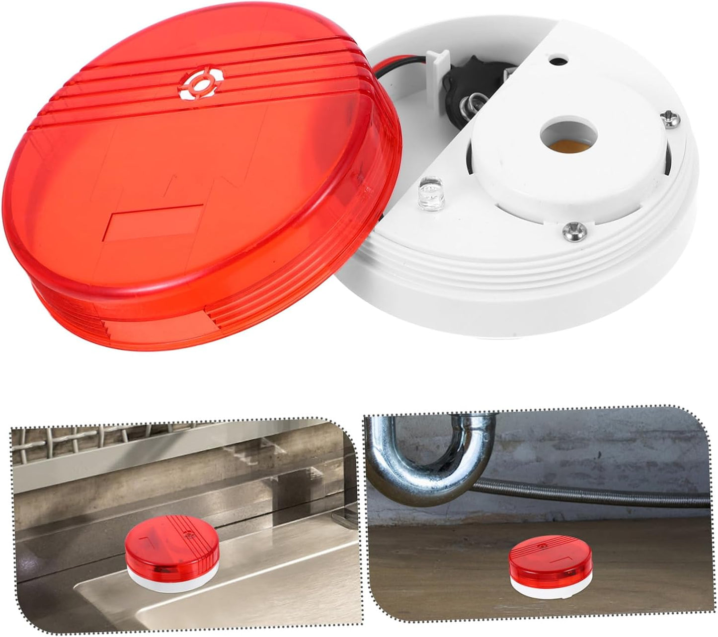 POPETPOP Water Leak Detector Alarm Waterproof Leak Sensor for Home Smart Water Level Alert Device Dual Sensor Probes for Basement Under Sink 1-Year Battery Life