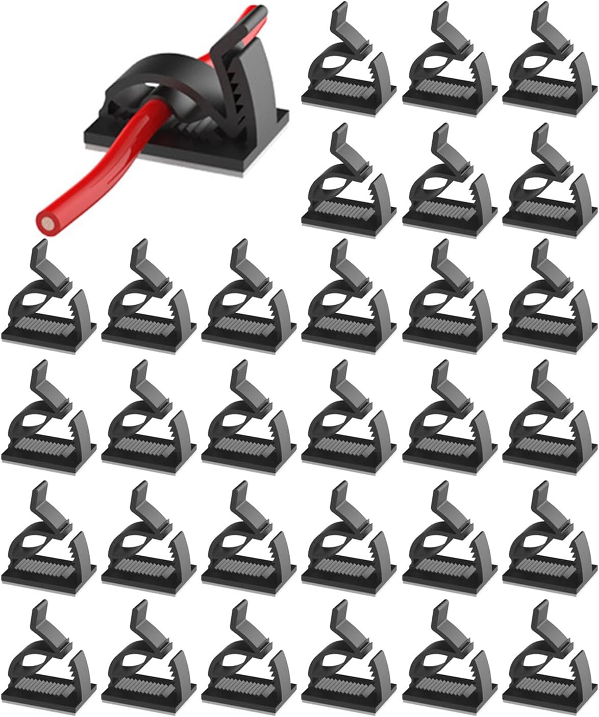 Tendiren 30PCS Hooks Heavy Duty Cable Clip Hangers with Adhesive Strips, Waterproof for Outdoor String Lights