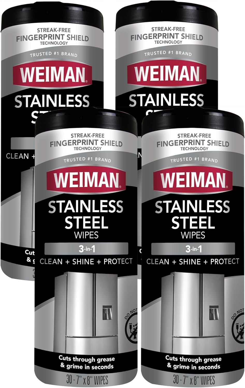 Weiman Stainless Steel Cleaner, 30 Count Wipes, Anti-Fingerprint, Removes Grease, Water Spots, Streaks & Residue, Polishing Cleaner Safe for Appliances, Chrome, Sinks & Grill Exteriors