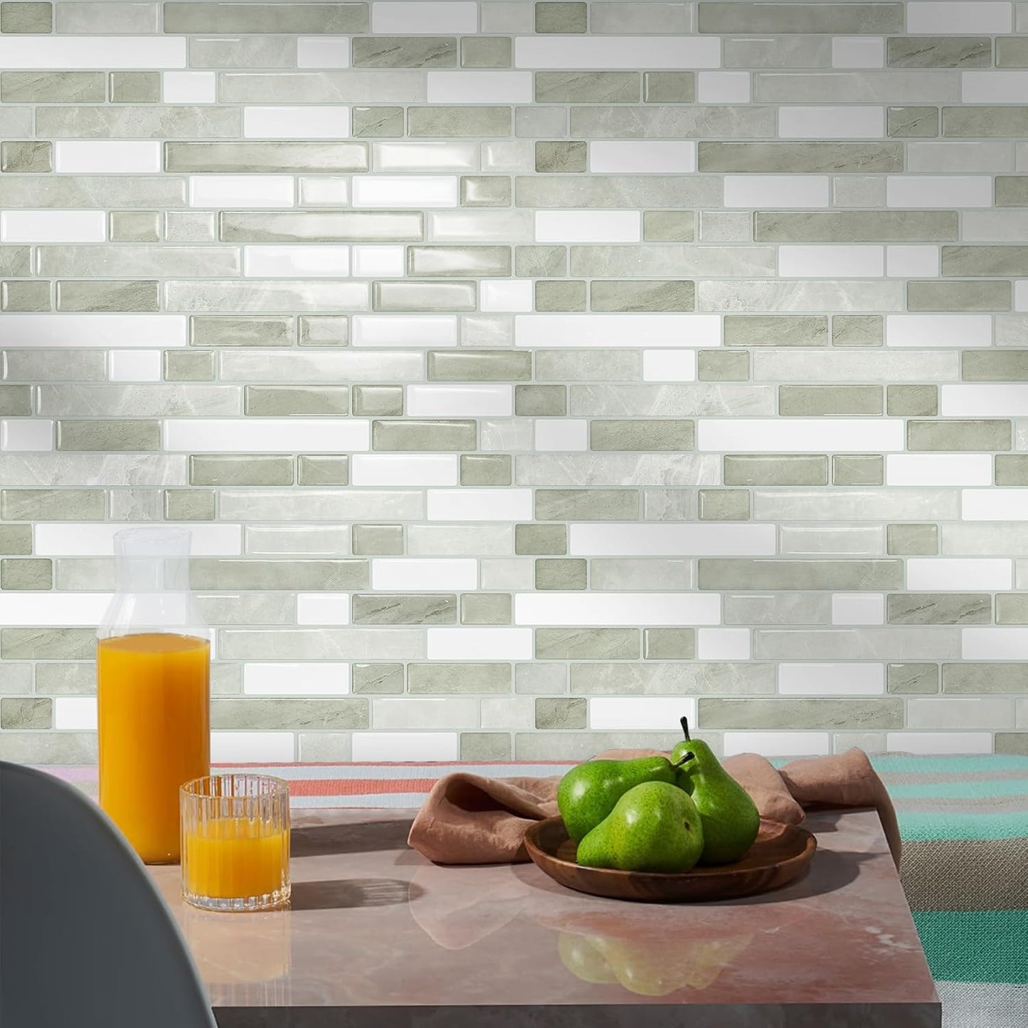 STICKGOO Peel and Stick Backsplash - 10 Sheets of 12”×12” - 3D Self Adhesive Peel and Stick Tile Backsplash for Kitchen & Bathroom