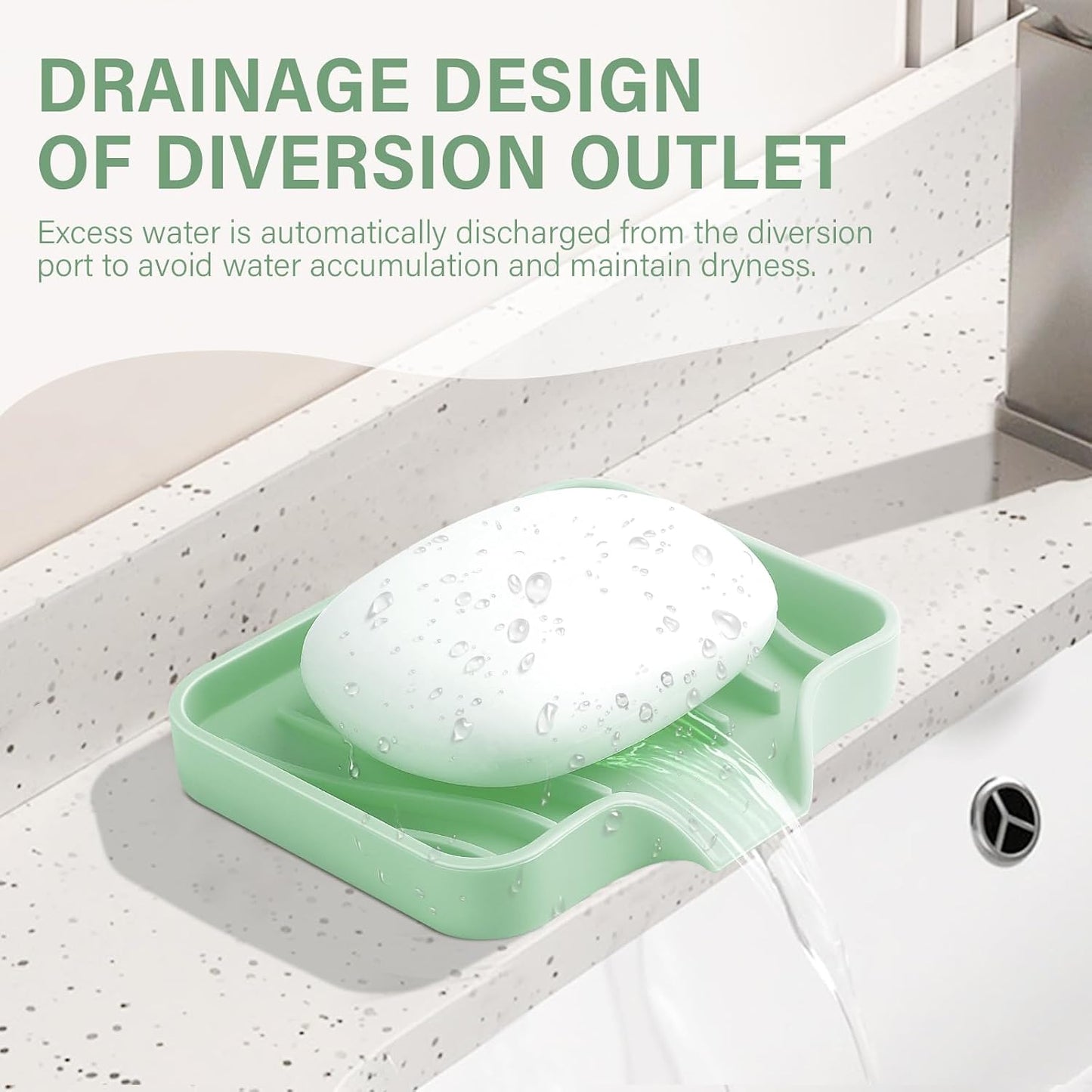 2PCS Self Draining Soap Holder,Spofit Silicone Soap Dish, Suitable for for Kitchen, Bathroom, Shower, Bath Tub,Soap Container (White)