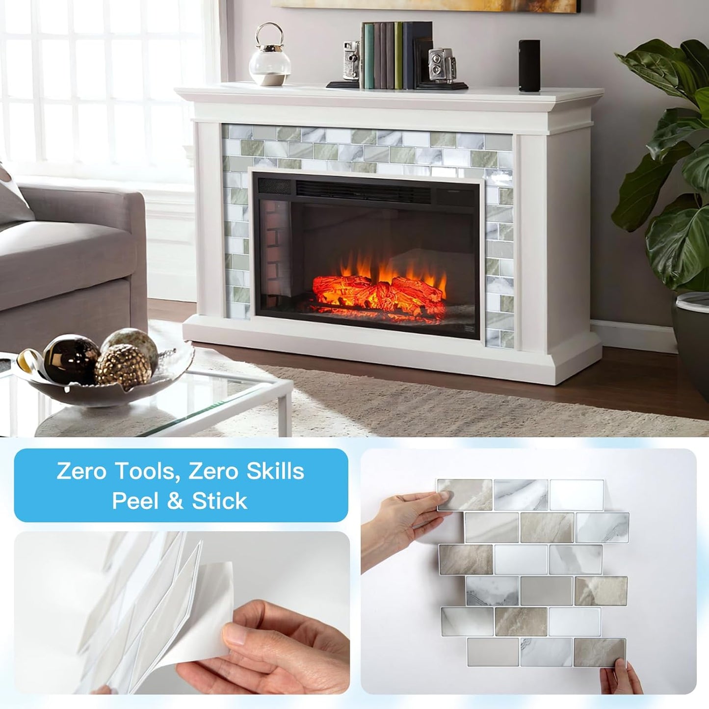 Art3d Peel and Stick Backsplash for Kitchen White Subway (10 Tiles, Thicker Design)