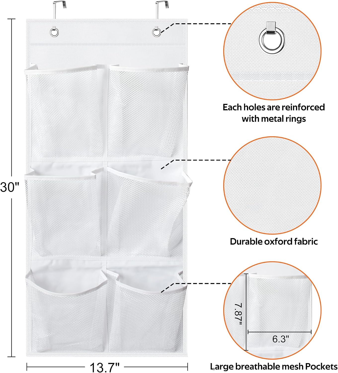 KIMBORA 2 Packs Narrow Over the Door/Wall Shoe Organizer Cruise, Small Hanging Shoe Rack for Closet with Clear Mesh Pocket for Bathroom, RV, Pantry, Camping (White)