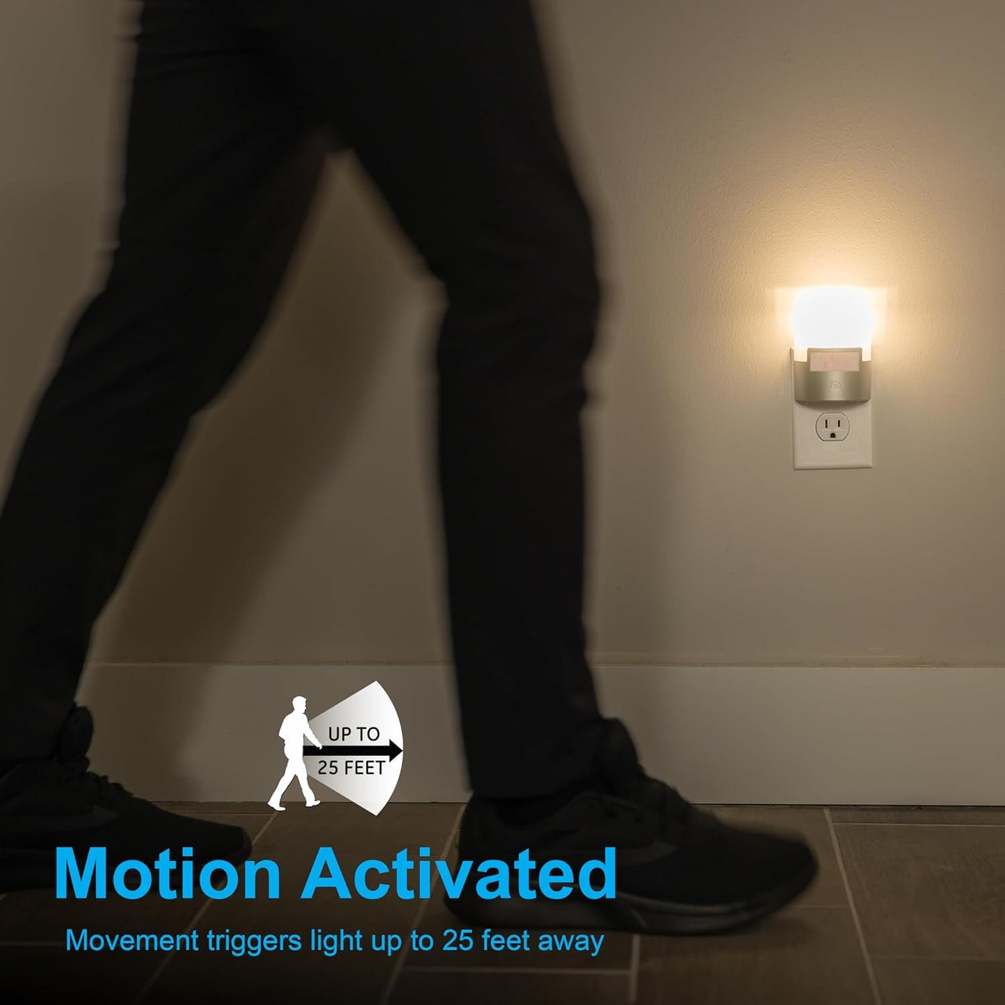 GE LED Motion Sensor Night Light, Plug into wall, 40 Lumens, Soft White, UL-Certified, Energy Efficient, Ideal Nightlight for Bedroom, Bathroom, Kitchen, Hallway, 46632, White, 2 Pack
