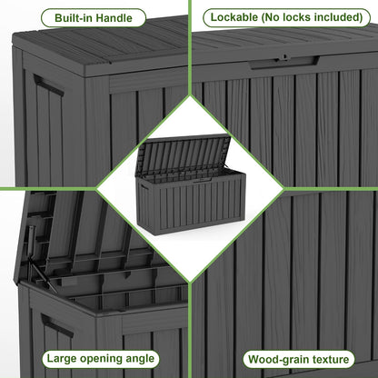 125Gal Outdoor Storage Box, Lockable Deck Box with Hydraulic Lid | Waterproof UV-resistant, Durable outdoor bin for patio cushions, pool accessories & garden tools. Keeps contents secure & dry