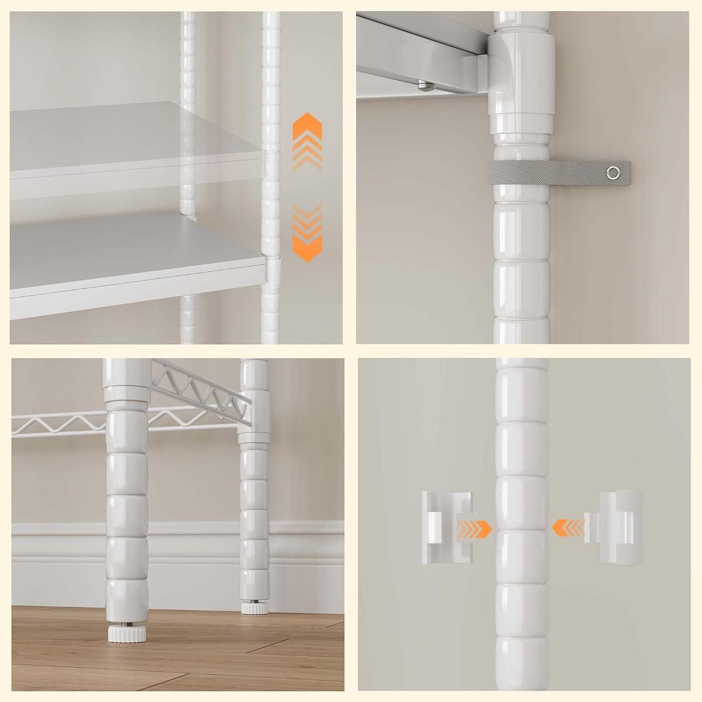 GarveeHome 5-Tier Over-The-Washer Storage Shelf - Adjustable Height Laundry Organizer with Double-Layer Wood Shelves, Space-Saving Design for Laundry Room (White, 28 in)