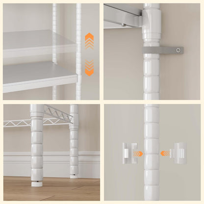IDEALHOUSE 28" Over-The-Washer Shelf - 5-Tier Heavy Duty Laundry Organizer with Shelf Capacity, Double Wood Shelves for Stackable Units (White)