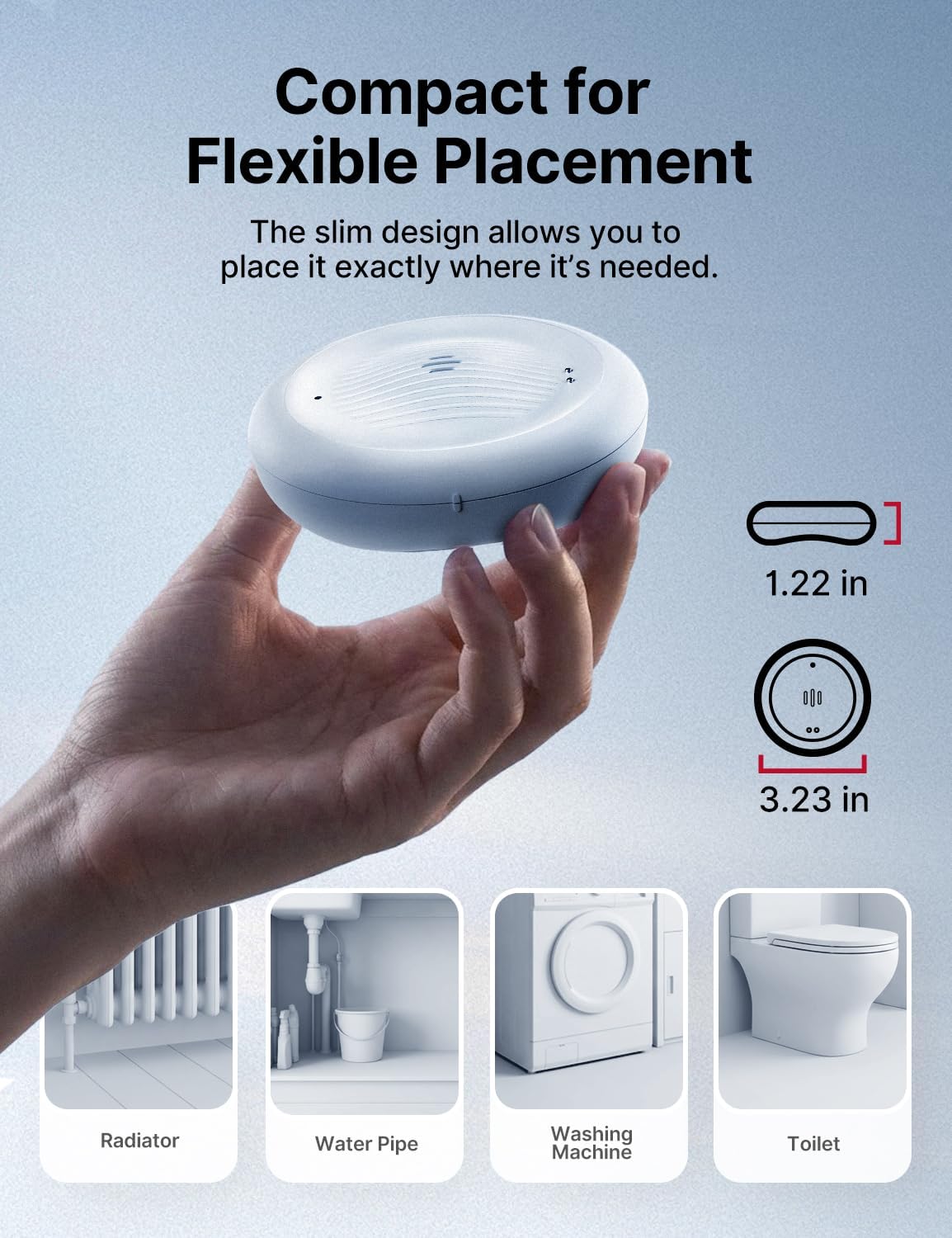 X-Sense Wi-Fi Water Leak Detector for Home - Smart 2-in-1 Leak & Low-Temperature Sensor with App Alerts, Protection for Homes, Kitchens & Basements, Model SWS0B, 1 Pack