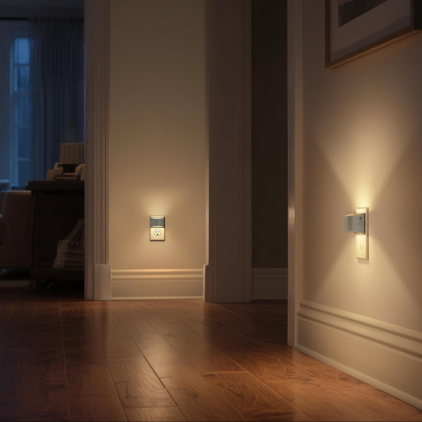 DORESshop LED Night Light[2 Pack], Night Lights Plug into Wall, 3 Level Brightness Adjustable Plug in Night Light, Dusk to Dawn Sensor, Nightlights for Adults, Bedroom, Bathroom, Hallway, 3000K