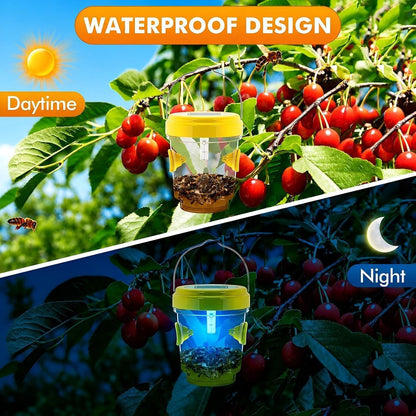 Wasp Traps Outdoor Hanging, Wasp Trap Solar Powered, Bee Traps for Outside, Yellow Jacket Trap Hornet Trap Bee Wasp Catcher for Garden Patio Yard Orchard, 4 Packs