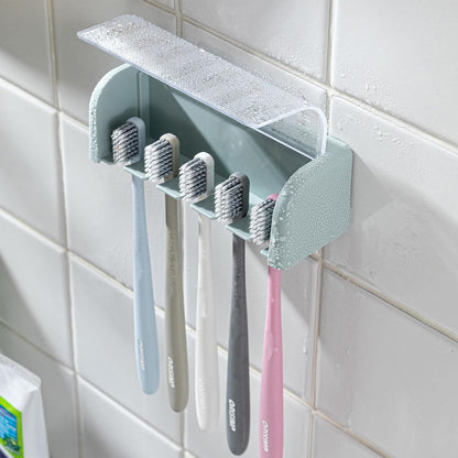 Toothbrush Holders for Bathrooms,Kids Toothbrush Holders with Cover,5 Slots Electric Tooth Brush Holder Wall Mounted Toothbrush Organizer,Shower Restroom Bathroom Accessories (White)