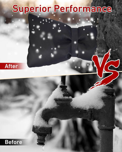 Outdoor Faucet Covers for Winter Freeze Protection - 2 Pack, Thickened Insulated Pipe Covers for Outside, Yard Maintenance Must Haves Waterproof Spigot Covers, 7.7" H x 5.9" W, Black（Reflective