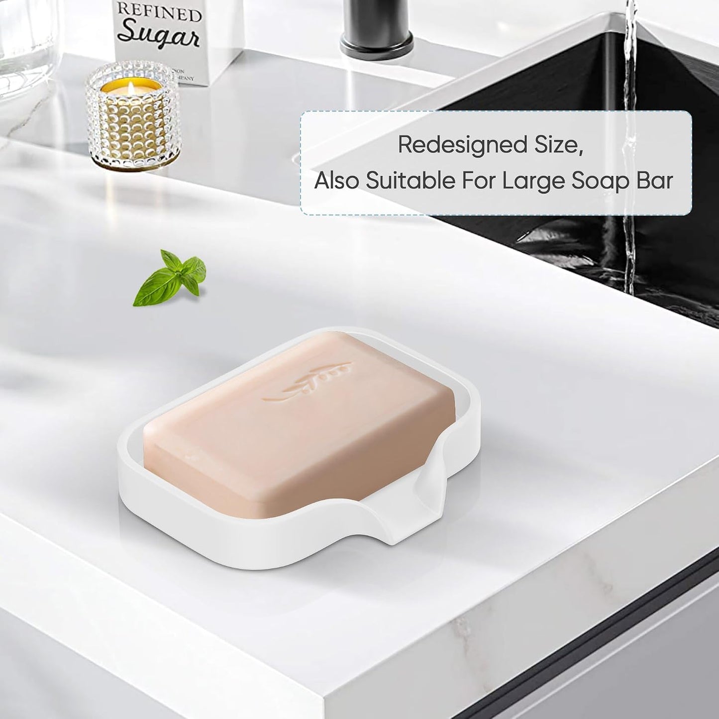 Great Silicone Soap Dish - 4 Pcs Thickened Self-Draining Soap Tray for Shower & Bathtub-Great High-Purity Silicone Soap Dish