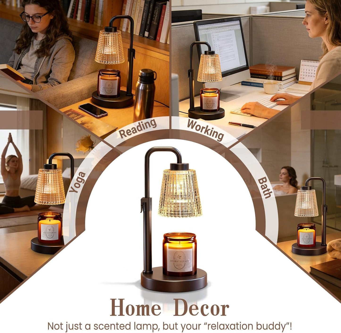 hyrion Candle Warmer Lamp with Timer Dimmable, Birthday Gifts for Women Mom, Adjustable Height Candle Warmer for Jar Candles, Flower Flameless Candle Lamps with 2 Bulbs, Housewarming, Home Decor