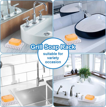 Gjinxi Self Draining Soap Dish Holder 2pcs, Clear Plastic Soap Holder, Soaps Bars Saver Easy Dry and Clean Soaps Stand for Kitchen Shower Room Bathroom Bath Tub Sponges